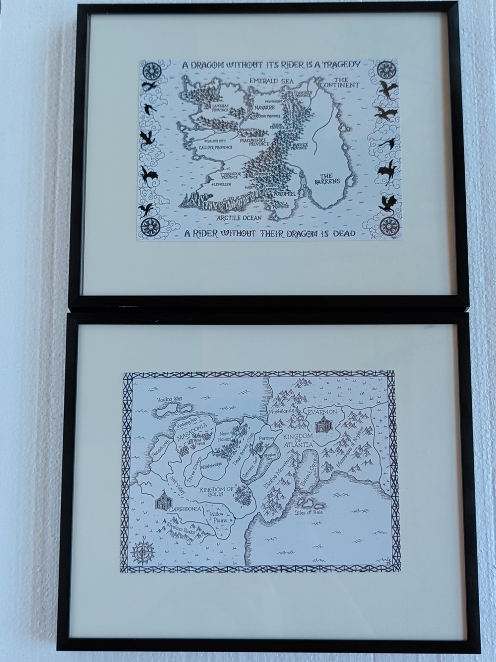 Fourth Wing Map Art Prints Framed 10.5x8.5 Fantasy Book Inspired Wall Decor‎